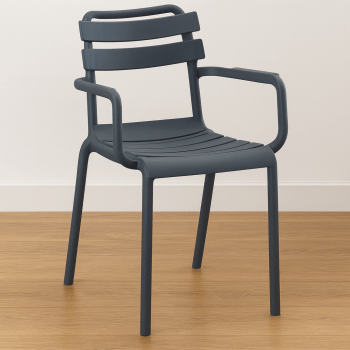 Slatted Back Armchair - Gray