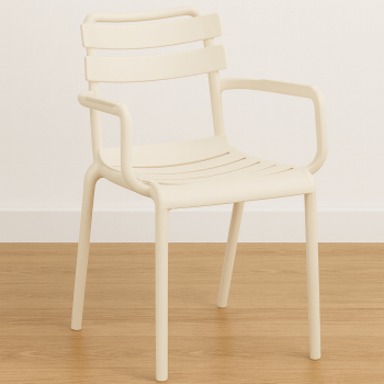 Slatted Back Armchair - Beige
