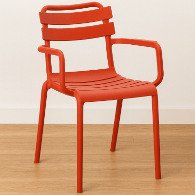 Slatted Back Armchair - Orange