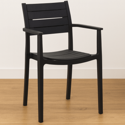 Patio Slatted Armchair - Black