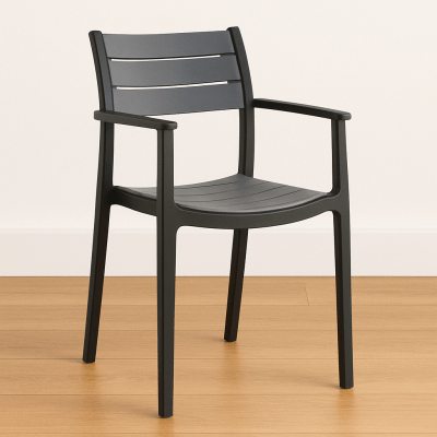 Patio Slatted Armchair - DK. Gray