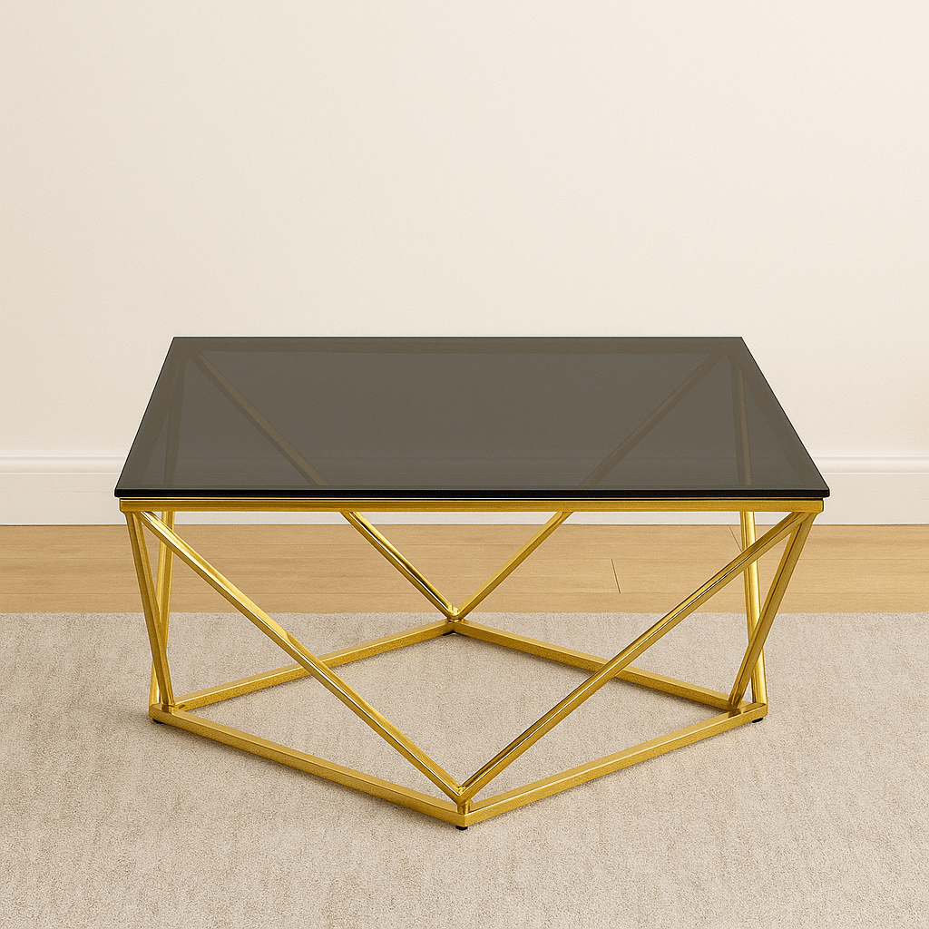 Elegant Gold & Glass Coffee Table 1 Elegant Gold & Glass Coffee Table