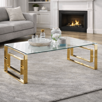 Glass Coffee Table with Gold