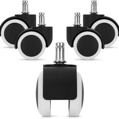 White & Black Office Chair Caster Wheels