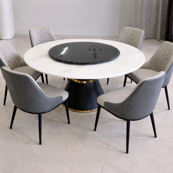 Celano 6-Seater Marble Dining Set - Gray