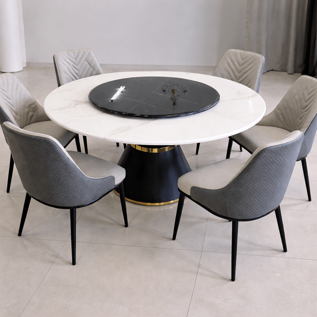 Celano 6-Seater Marble Dining Set - Gray 1 Celano 6-Seater Marble Dining Set - Gray