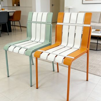 Modern Color-Block Metal Dining Chair
